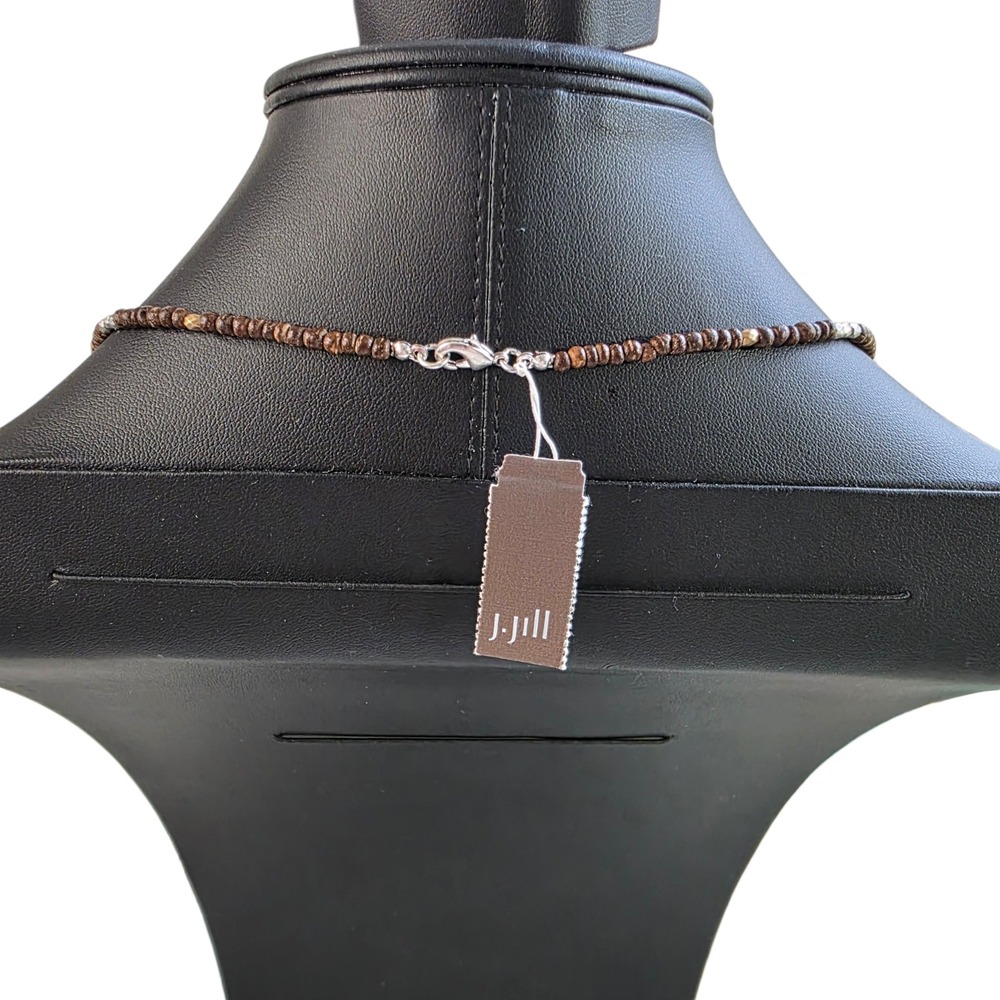J Jill Mother of Pearl Necklace and Earring Set White Wood Bead Boho Coastal New - Picture 6 of 9